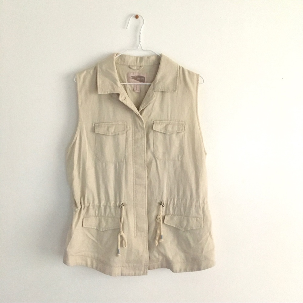 Forever 21 Linen Blend Utility Vest